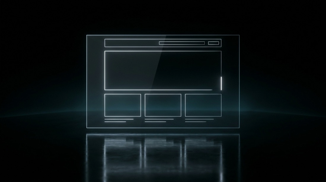 Un wireframe de sitio web dibujado con luz